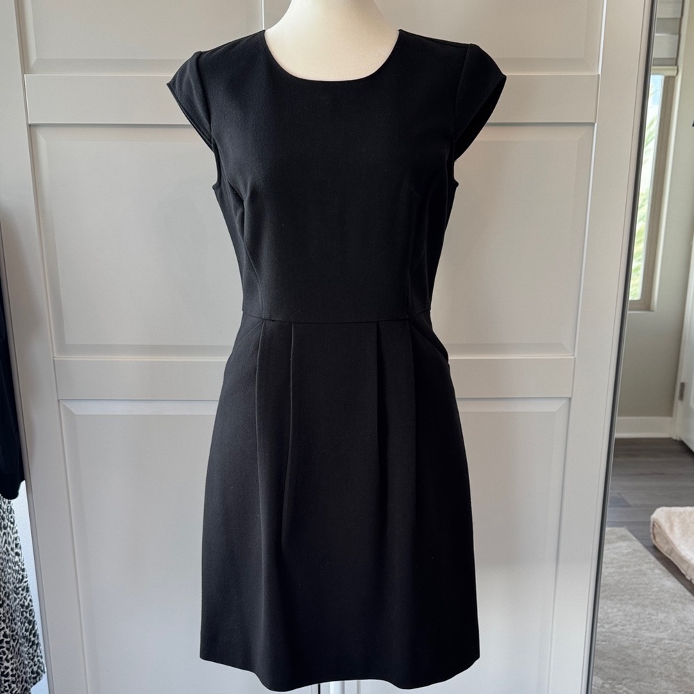 Ann Taylor LOFT Elegant Black Women's Dress w/Pockets & Cap Sleeves